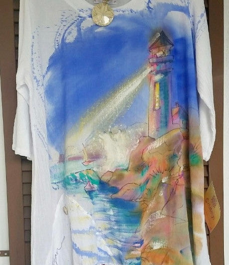 Lighthouse Hand-Painted Dorie Top