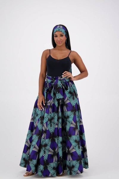Monochrome African Cotton Print Maxi Baloon Skirt - S main image 0