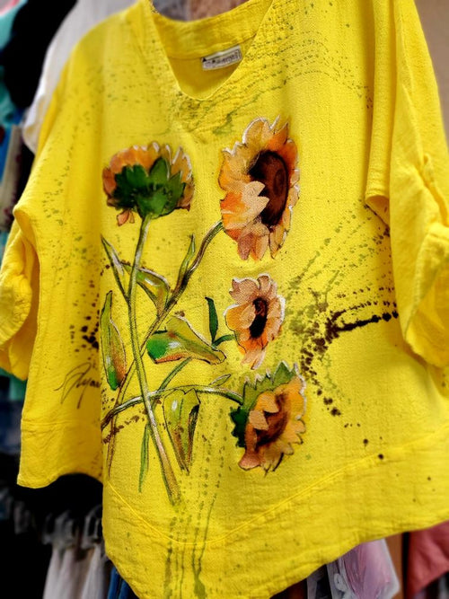 Sunshine & Sunflowers Hand-Painted Top