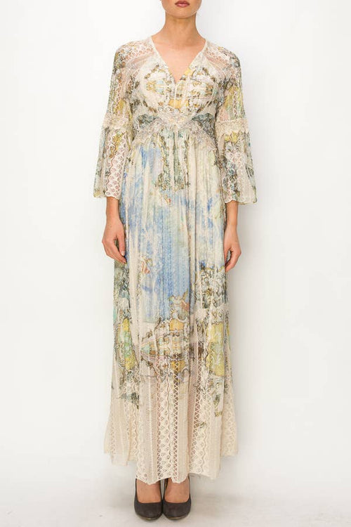 Long Lace Dress 4658 Beige Renaissance