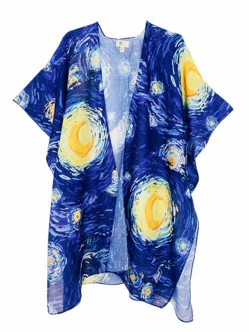 Blue-Yellow Starry Night Kimono
