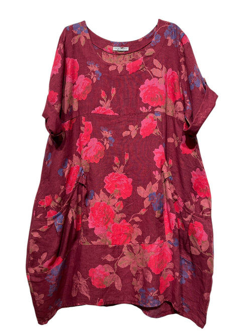 0423 Linen Floral Dress