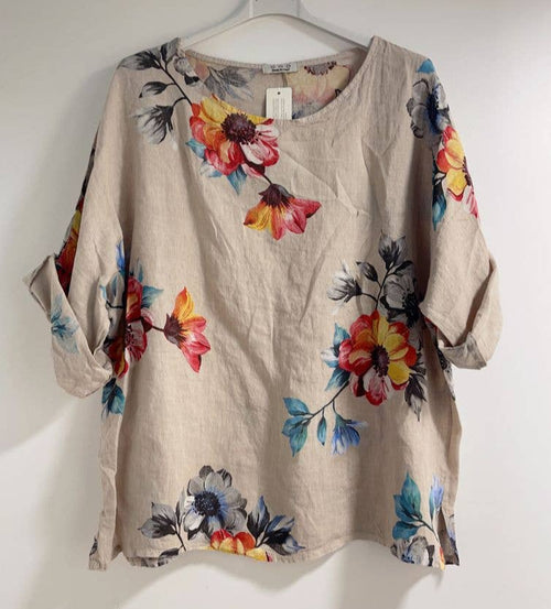 1300F Floral Print Linen Top