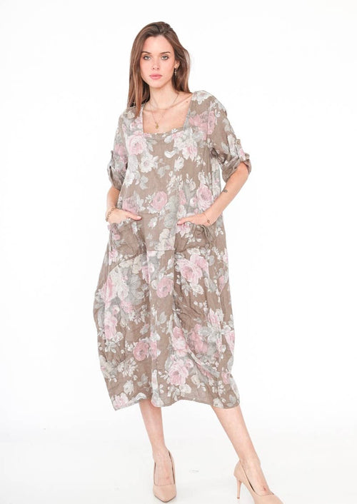 Colette Flower Linen Dress 7697