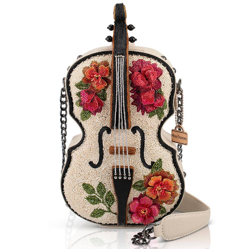 In Tune Ivory and Floral Violin Handbag