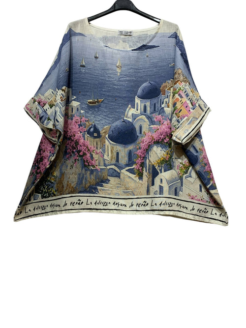 5938 D Santorini 100% Linen Top