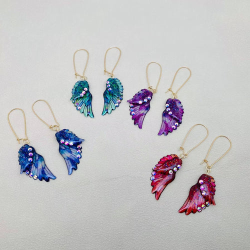 Colored Resin Cicada Wing Earrings MIOB04