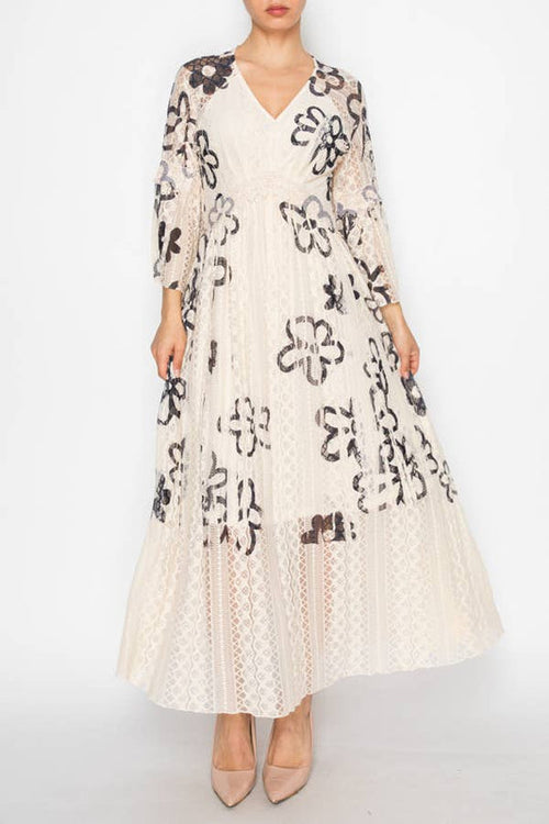 Romantic Lace Bell-Sleeved Dress 4658  BG Daisy