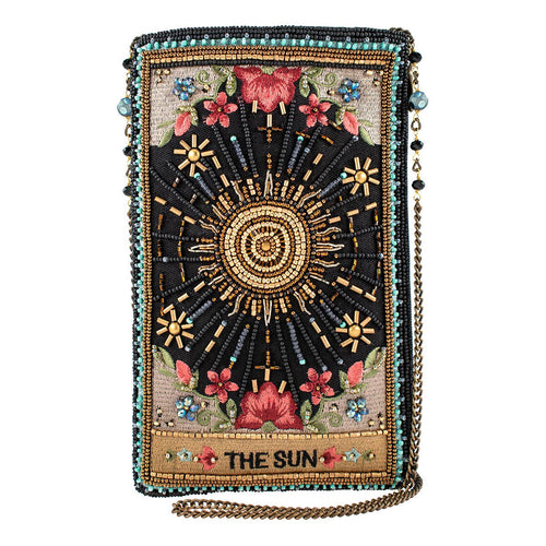 Shine On Beaded Sun Theme with Flowers Crossbody Phone Bag
