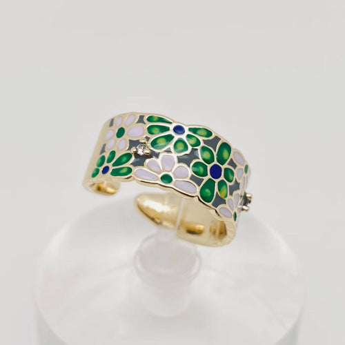 Multi-style Enamel Gold-plated Ring |Flowers