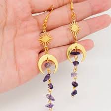 Assymterical Crystal Moon Earrings