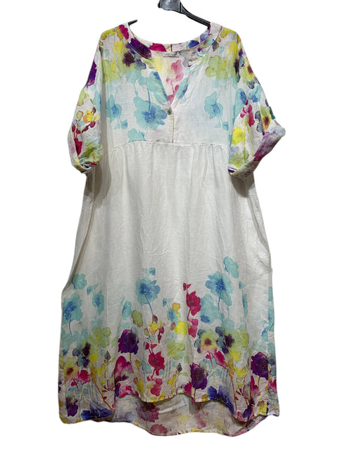 Linen Floral Dress 1071