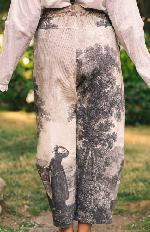 Still I Rise Boho Linen Print Cropped Artist Pants