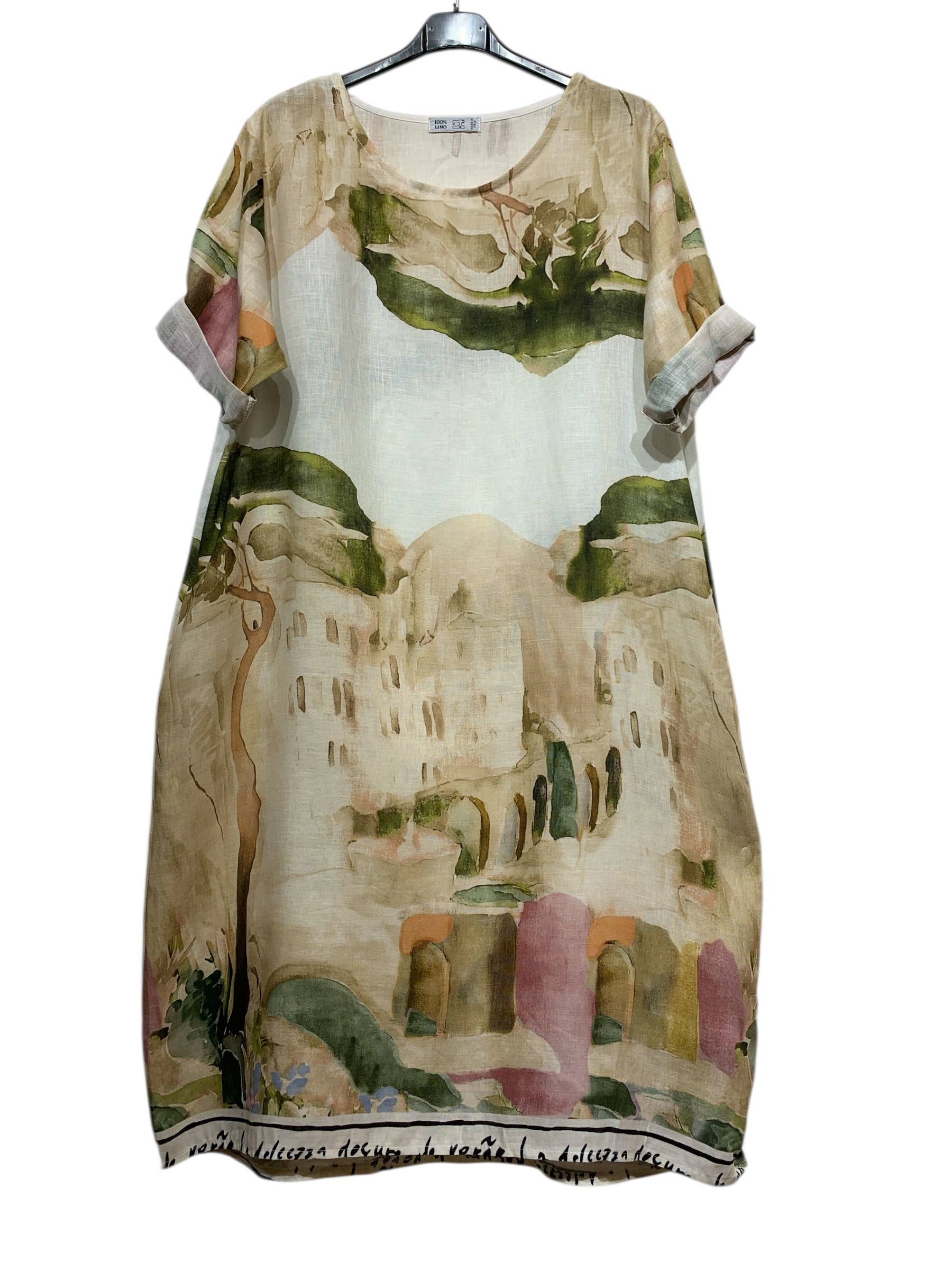 cotton linen dresses 2822 Printed Lined Dress – Cottonways