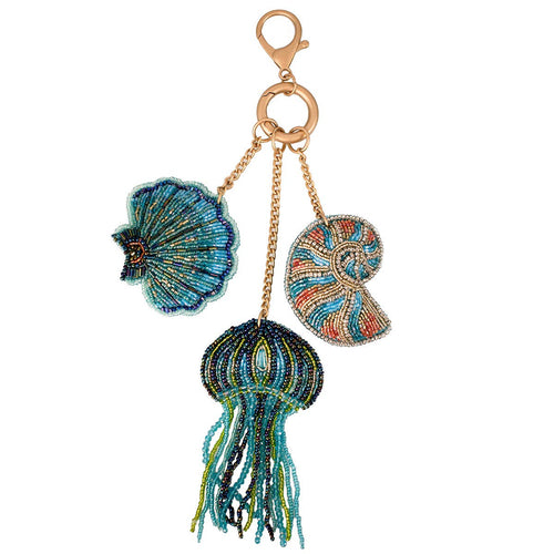 Shell Seeker Beaded Sea Shells and Jelly Fish Bag Charm