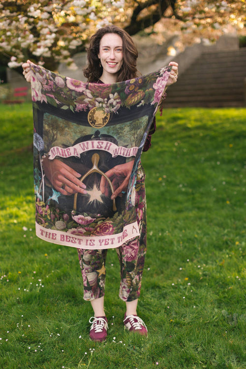 Make A Wish Floral Bamboo Scarf with Good Luck Charms