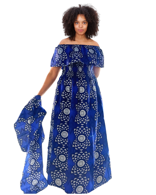 3014L Long Wax Dye Dress