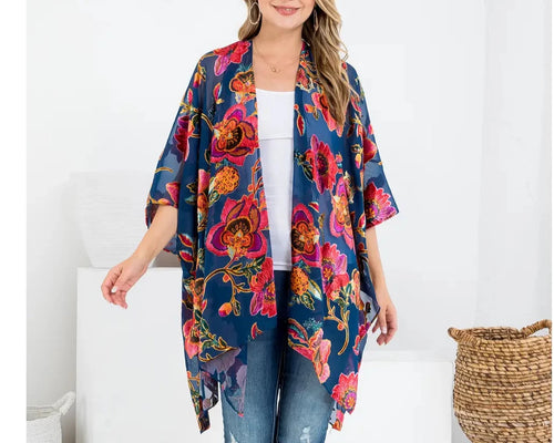 Velvet Kimono KM235 Navy