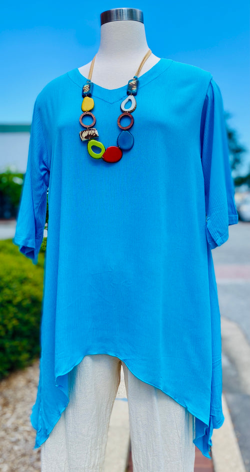 Sidefall Tunic - Turquoise Solid