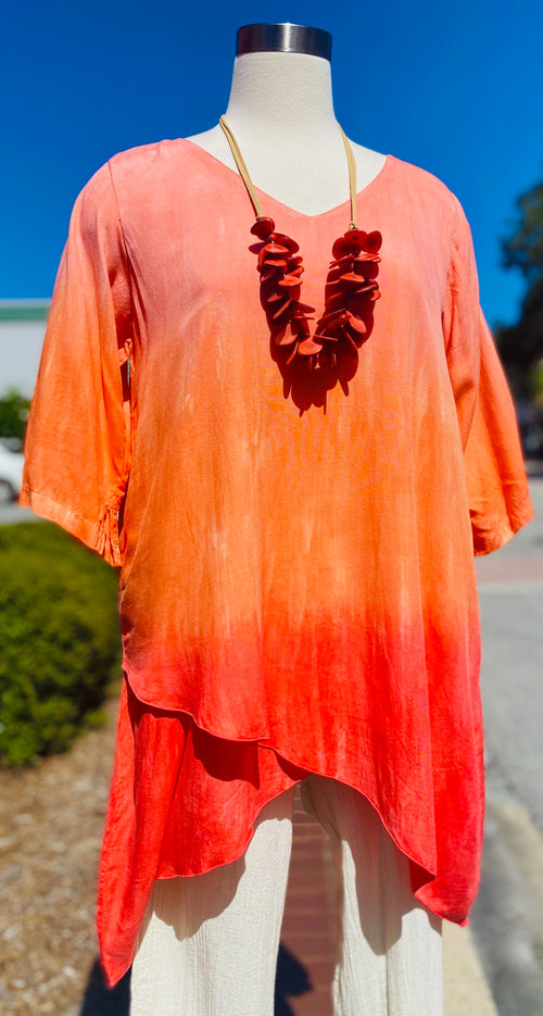 Coral Ombre Sidefall Voile Tunic Sale ALL Sizes