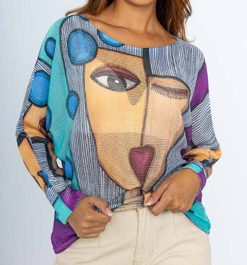 Art Layering Sweater Blue Picasso