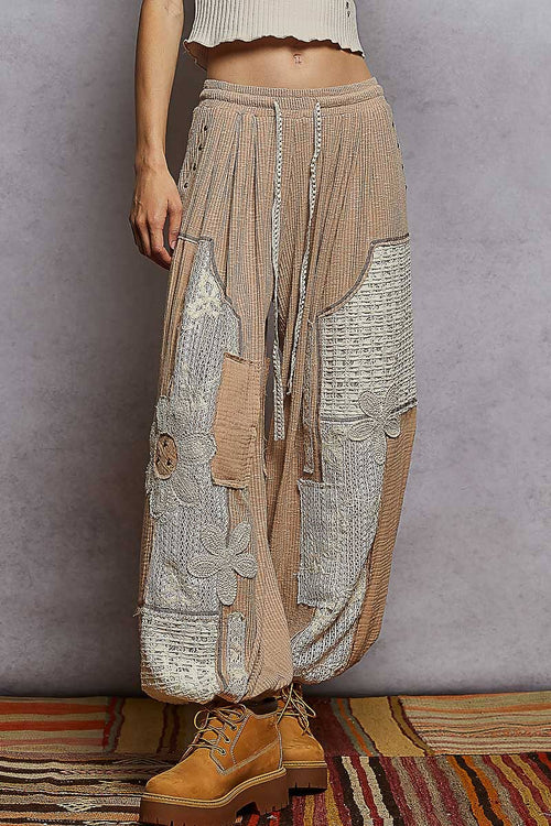 Patch Detail Rib Knit Joggers YKP198