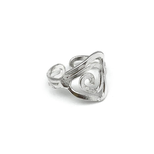 Silver Plated Adjustable Ring - Spiral Triangle  R315