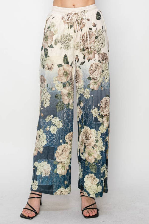 Origami 4703 Bg/Dd Navy Floral Pant