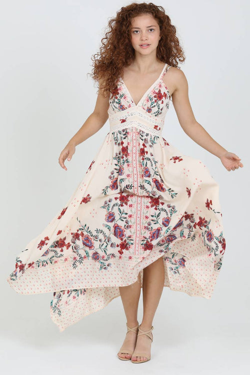 C4B17-A652 Ivory Lace Midi Dress