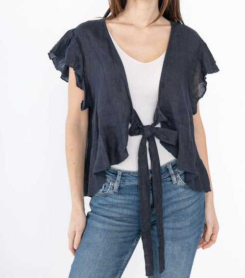 11895 Linen Vest Tie Top