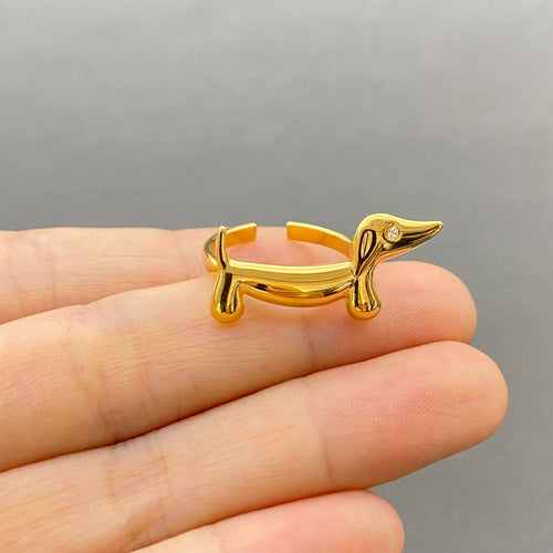18K Gold Plated Doxie Dog Ring - 66999