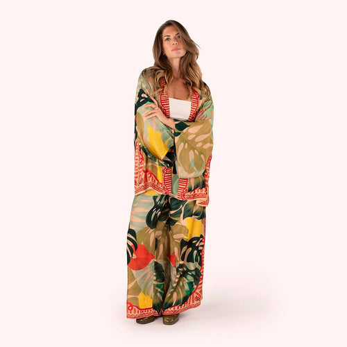 Kimono Jacket - Exotic Leaves