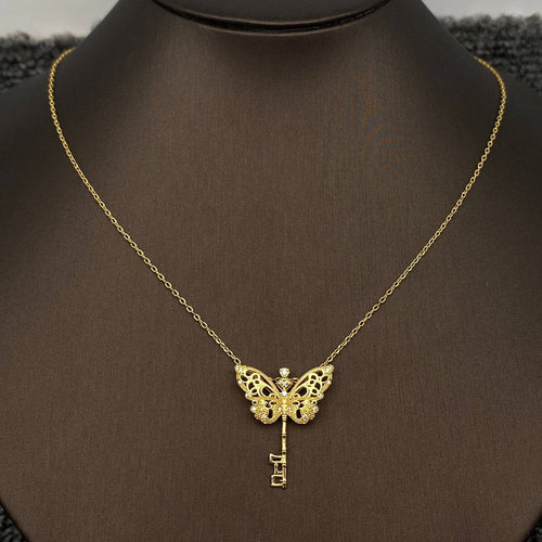 N Butterfly Charm 18K Gold Plated Necklace