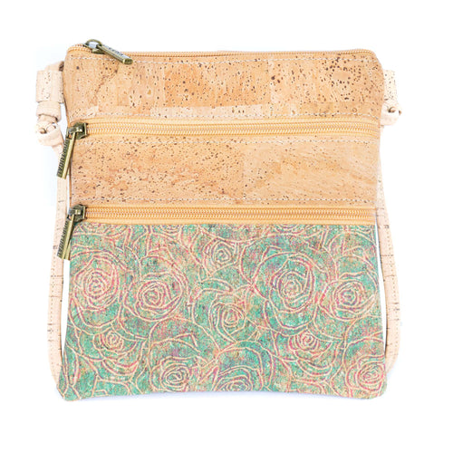 Cork Crossbody Bag with Triple Zippers 321