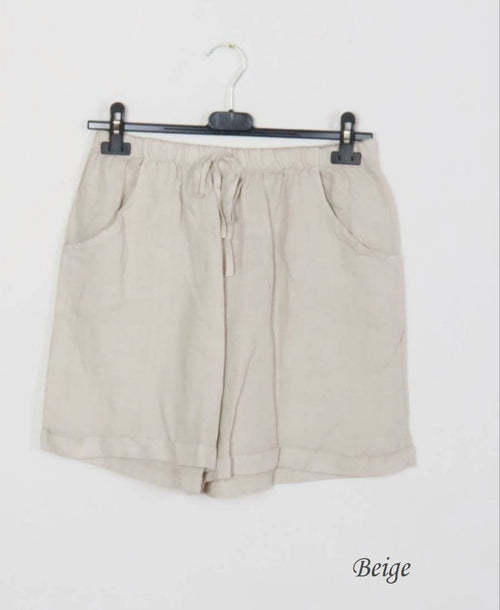 3459 Linen Shorts With Drawstring Tie