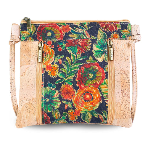 Cork Crossbody Bag with Floral Print - BAGP-342