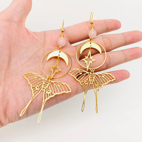 Stars and Moon Moths Bohemian Earrings - MS