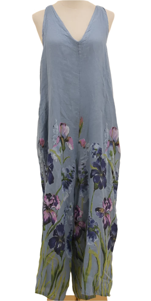 3862 Floral Linen Jumpsuit Romper