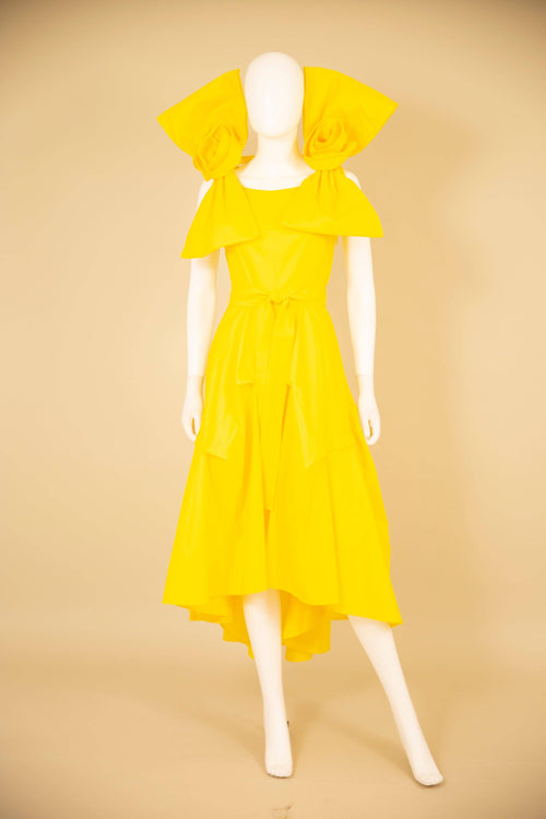 24005 Pleated A-line dress with removable rose bow