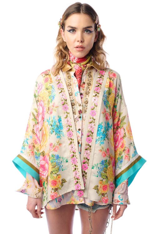 Earth Angels Short Kimono-BG PEACOCK