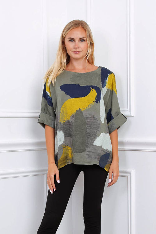 Linen Brushwork Top - 1300