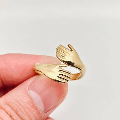 Hands Cuddling Gold Plated Stainless Steel Ring 55739