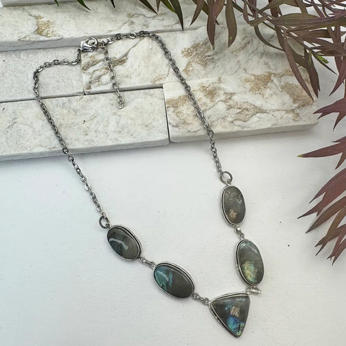 Kashi Silver Semi-precious Stone Bib