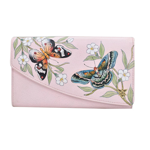 Hand-Painted Leather Accordion Flap Wallet - 1174