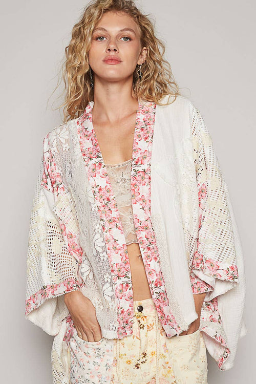 Oversized Floral Double Gauze Cardigan YKT1377