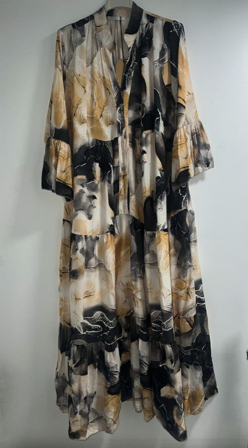 10681PST Printed Long Dress