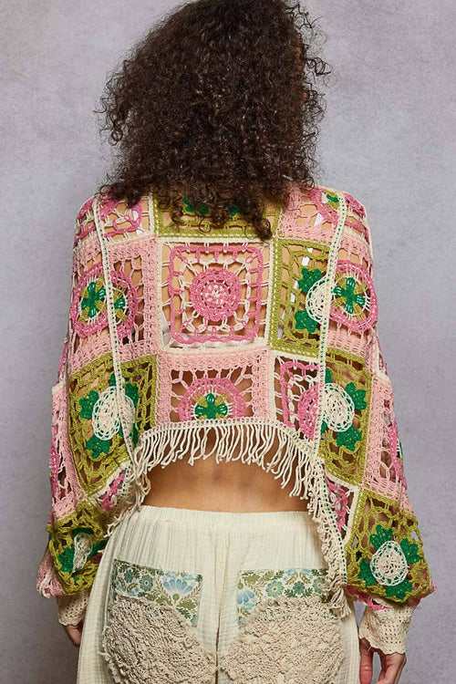 Long Sleeve Crochet Cropped Top SMC182