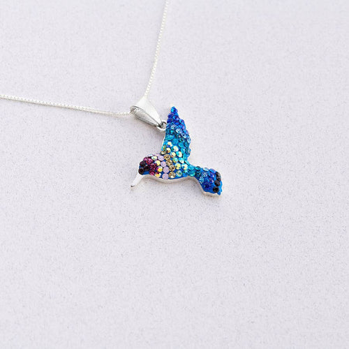 Crystal and Silver Small Colibri Pendant