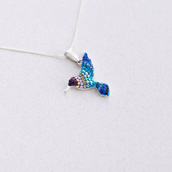 Crystal and Silver Small Colibri Pendant