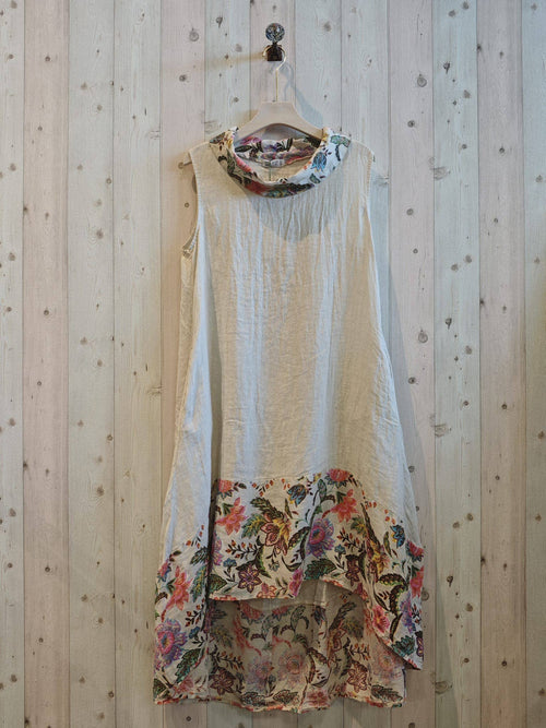 26179 Floral Dress 100% Linen